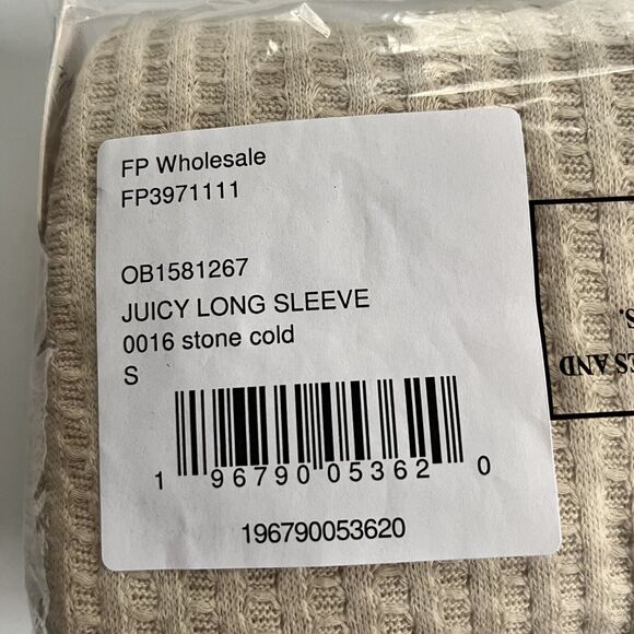 Free People Juicy Long Sleeves Top Sz S In Stone Cold Beige Split Back Oversized - Picture 6 of 8
